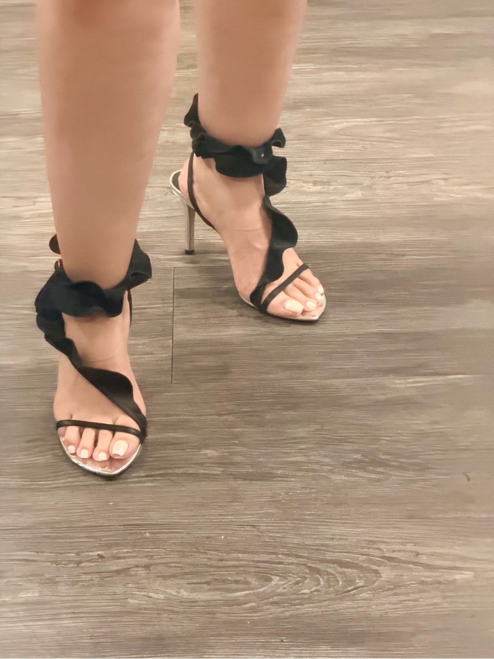 Isabel Marant Black Ruffled Ankle-Tie Stiletto Sandals